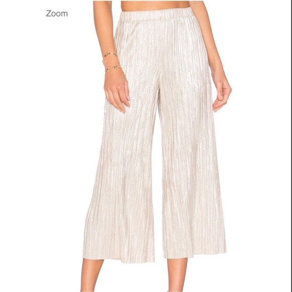 Alice + Olivia Elba metallic plisse pull on cropped wide legged pant size 4 NWT - Picture 11 of 13